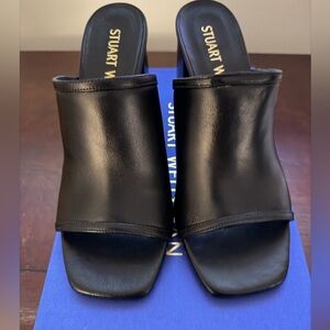 Stuart Weitzman Black Leather Mules